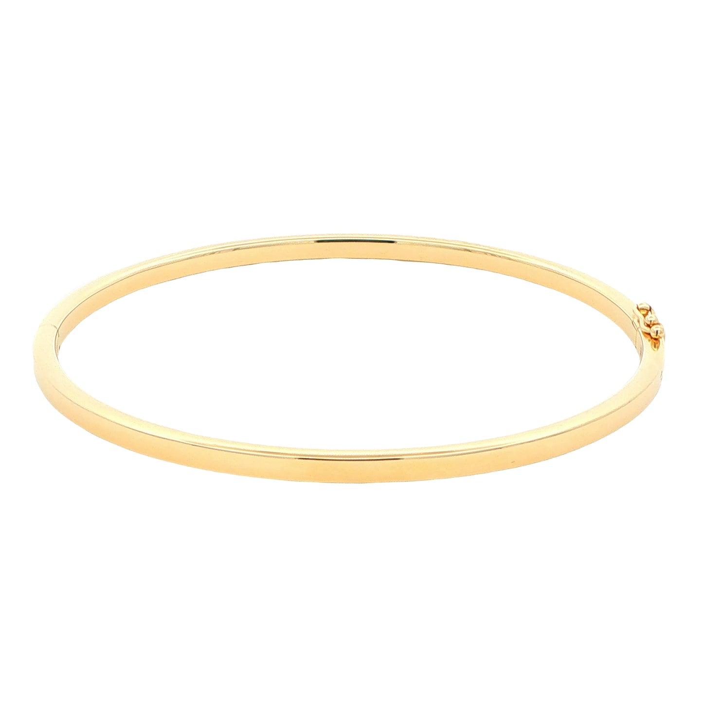 Yellow Gold 3mm solid bangle in a flat profile with rounded edges Gardiner Brothers