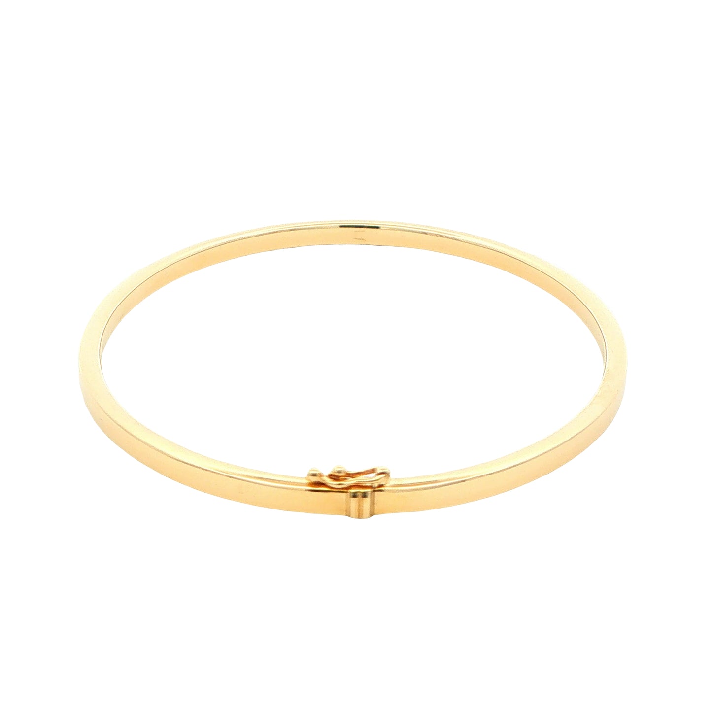 Yellow Gold 3mm solid bangle in a flat profile with rounded edges Gardiner Brothers