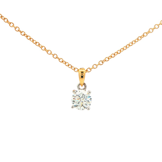 Round Brilliant Cut Diamond Solitaire Pendant - 0.70cts Gardiner Brothers