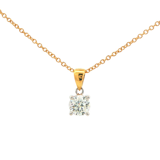 Round Brilliant Cut Diamond Solitaire Pendant - 0.90cts Gardiner Brothers