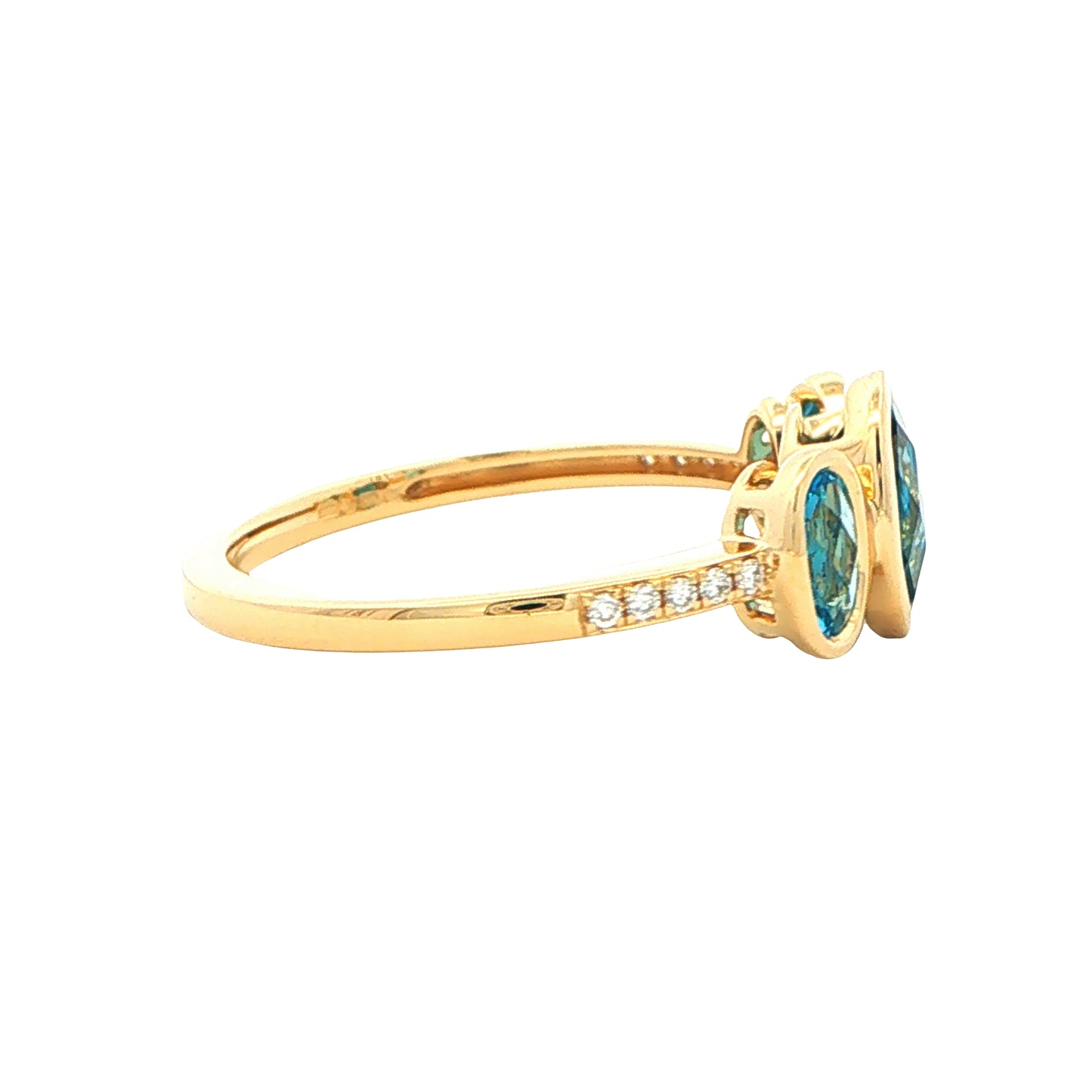 London Blue Topaz and Diamond 3 Stone Ring Gardiner Brothers