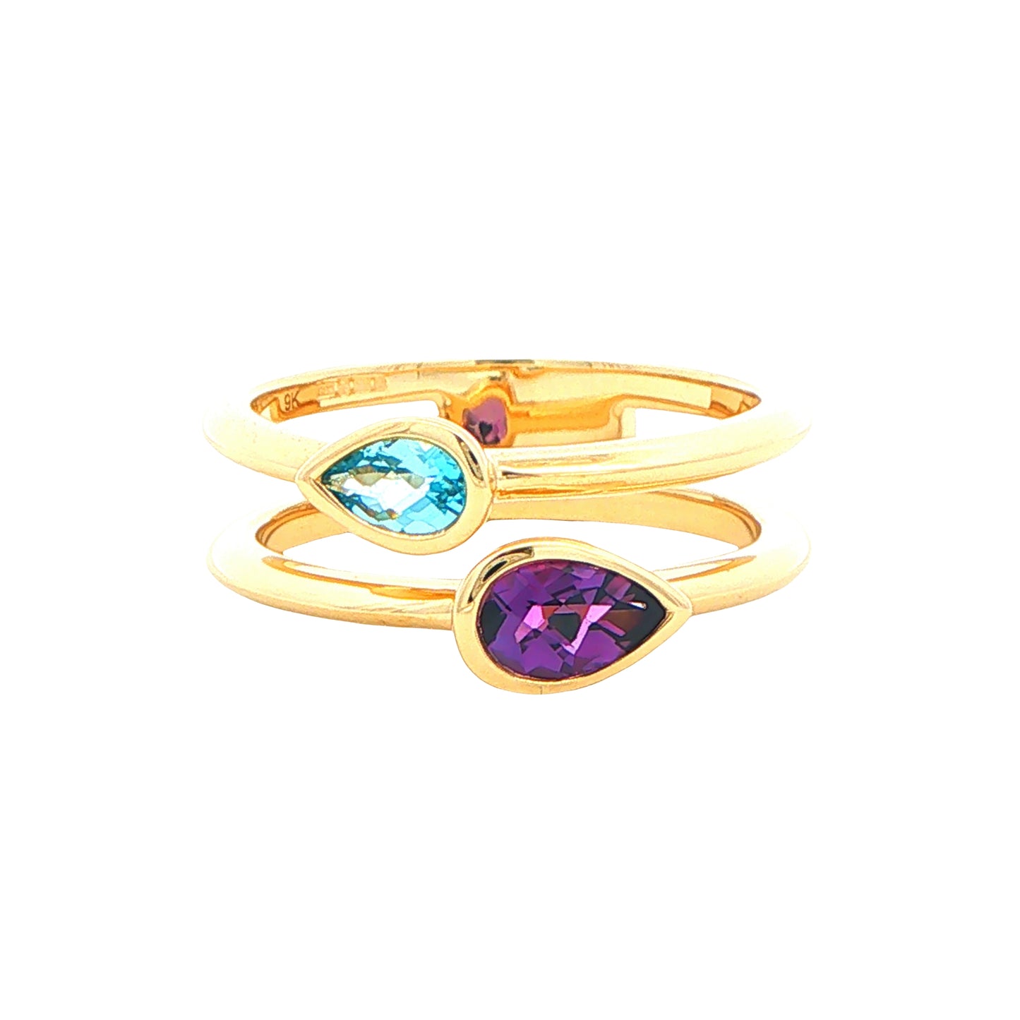 Pear Shaped Amethyst and Topaz 2 stone Ring Gardiner Brothers