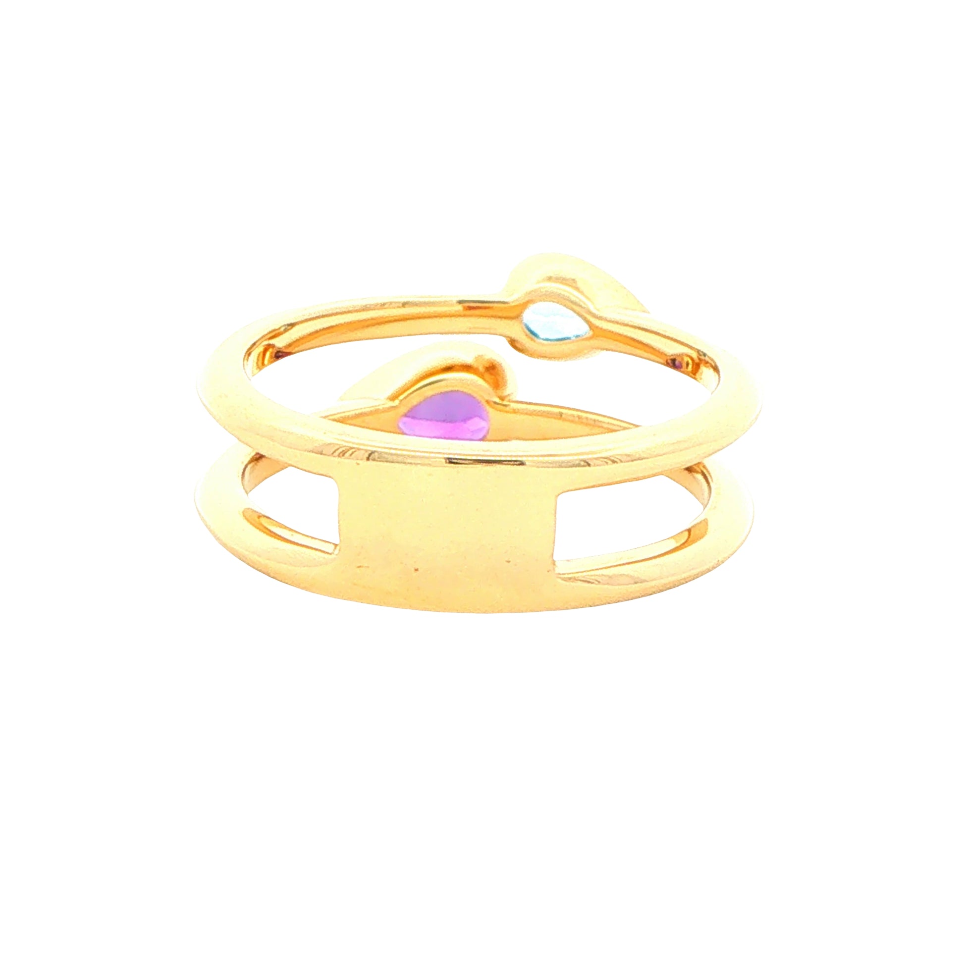 Pear Shaped Amethyst and Topaz 2 stone Ring Gardiner Brothers