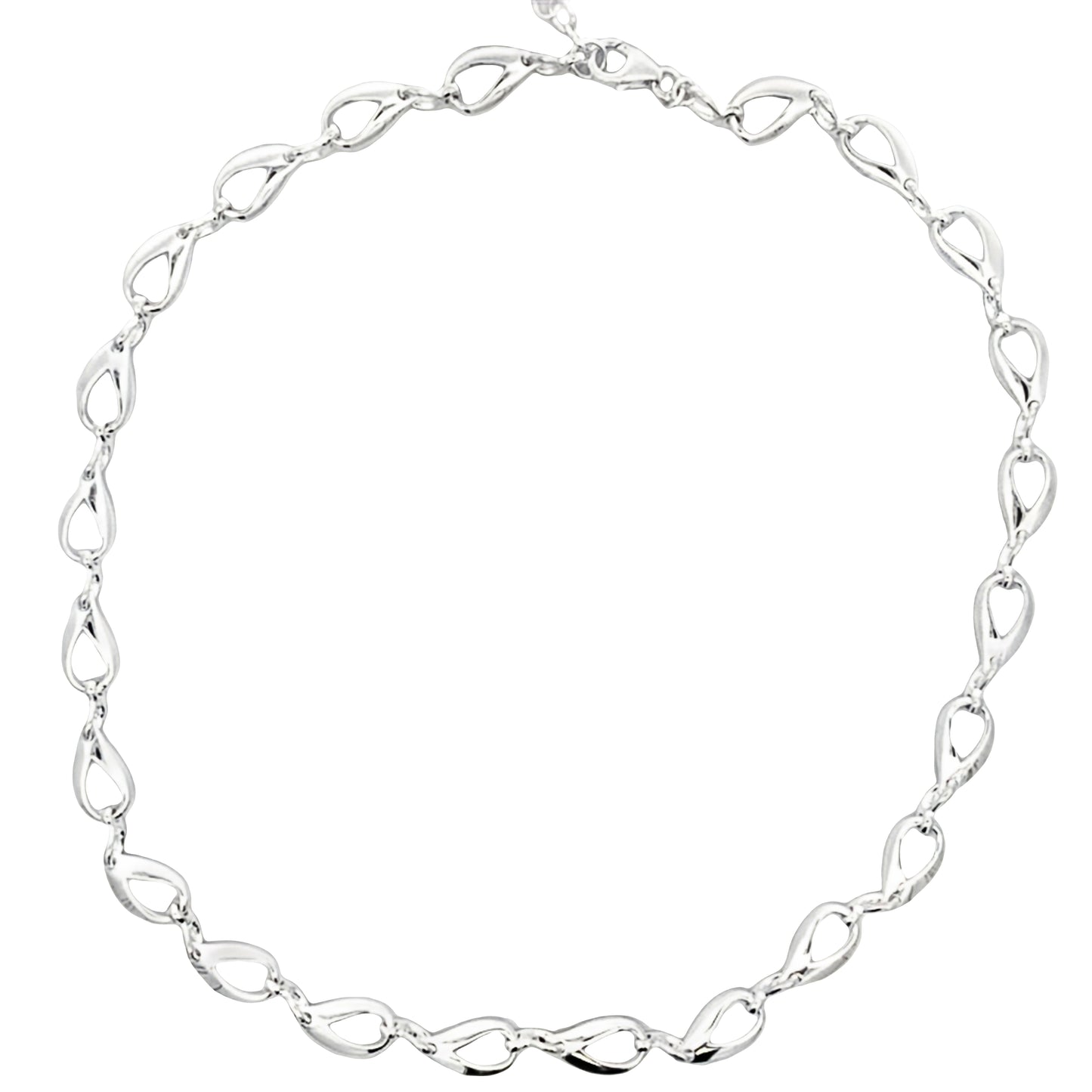 Silver Open TearDrop Link Necklace Gardiner Brothers