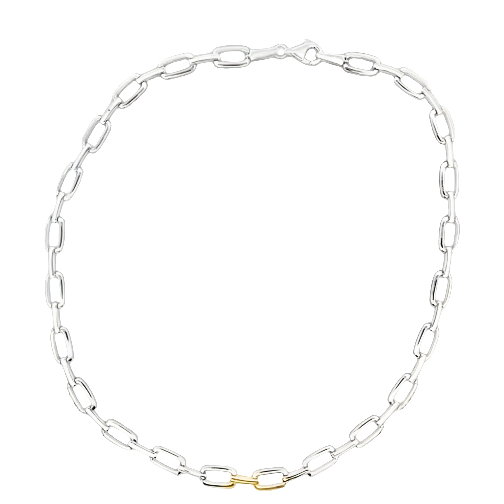 Silver Open Rectangle Bar Link Necklace Gardiner Brothers