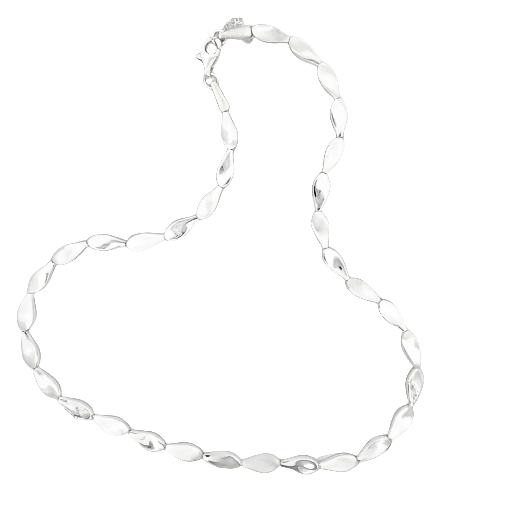 Silver Solid TearDrop Link Necklace Gardiner Brothers