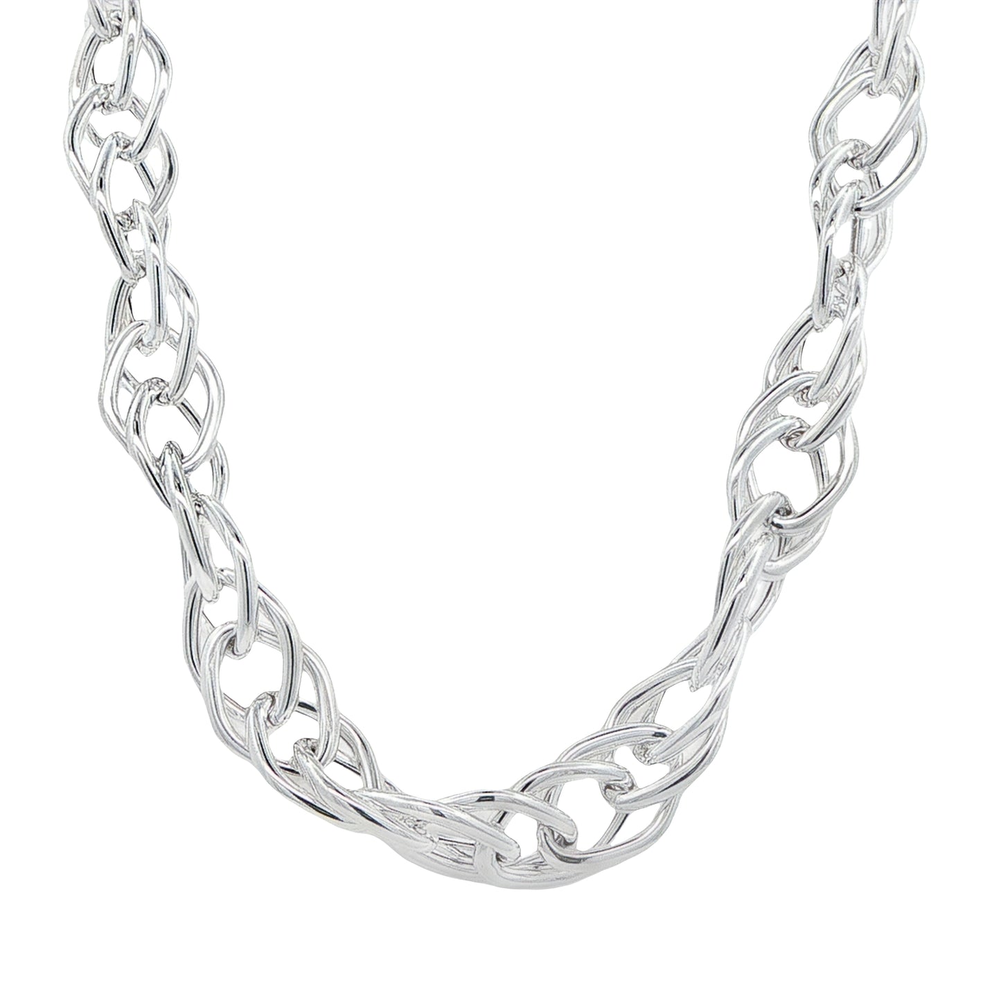 Silver 'Diamond Shape' Byzantine Link Necklace with Magnetic Clasp Gardiner Brothers