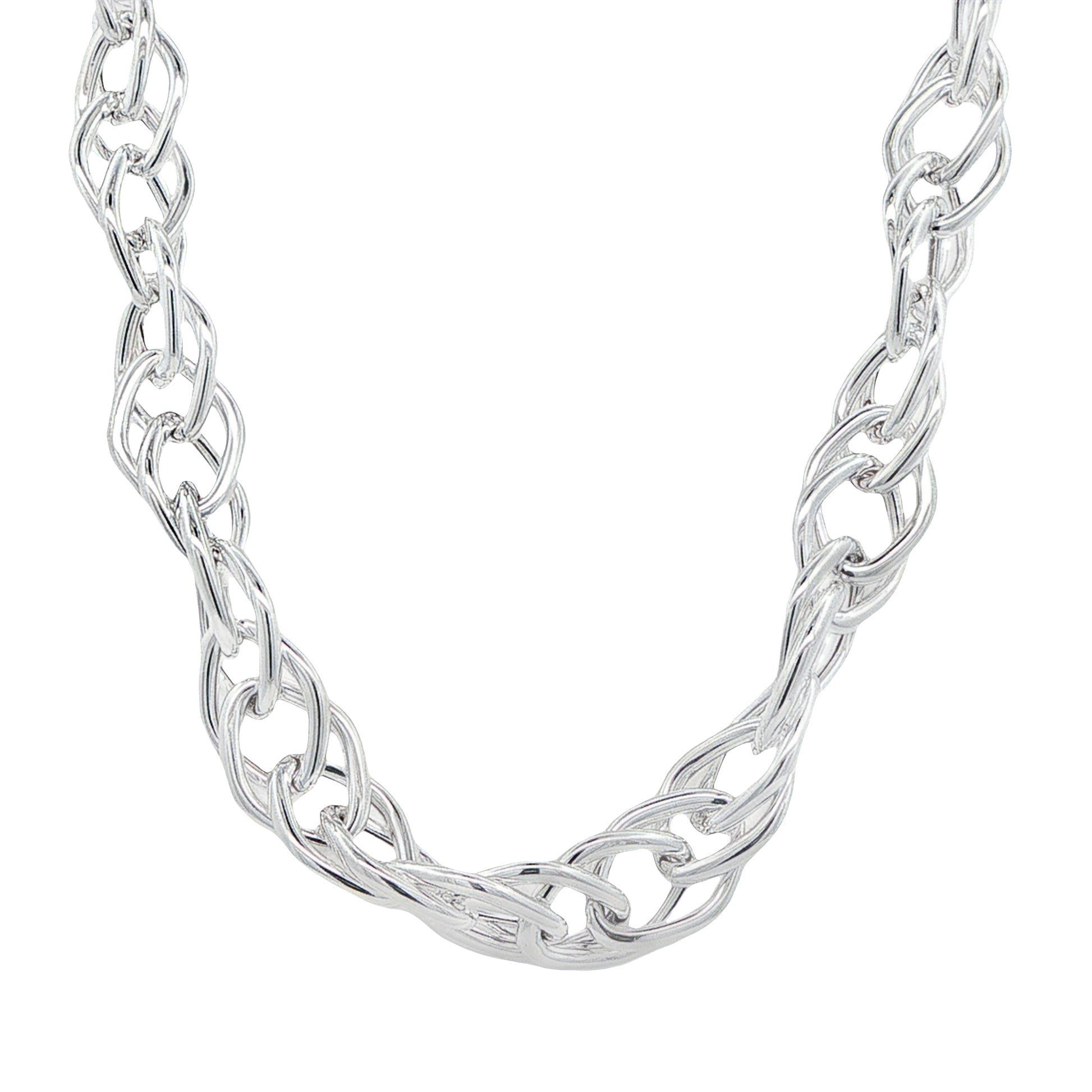 Silver 'Diamond Shape' Byzantine Link Necklace with Magnetic Clasp Gardiner Brothers