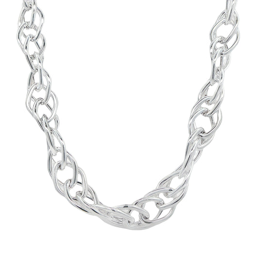 Silver 'Diamond Shape' Byzantine Link Necklace with Magnetic Clasp Gardiner Brothers