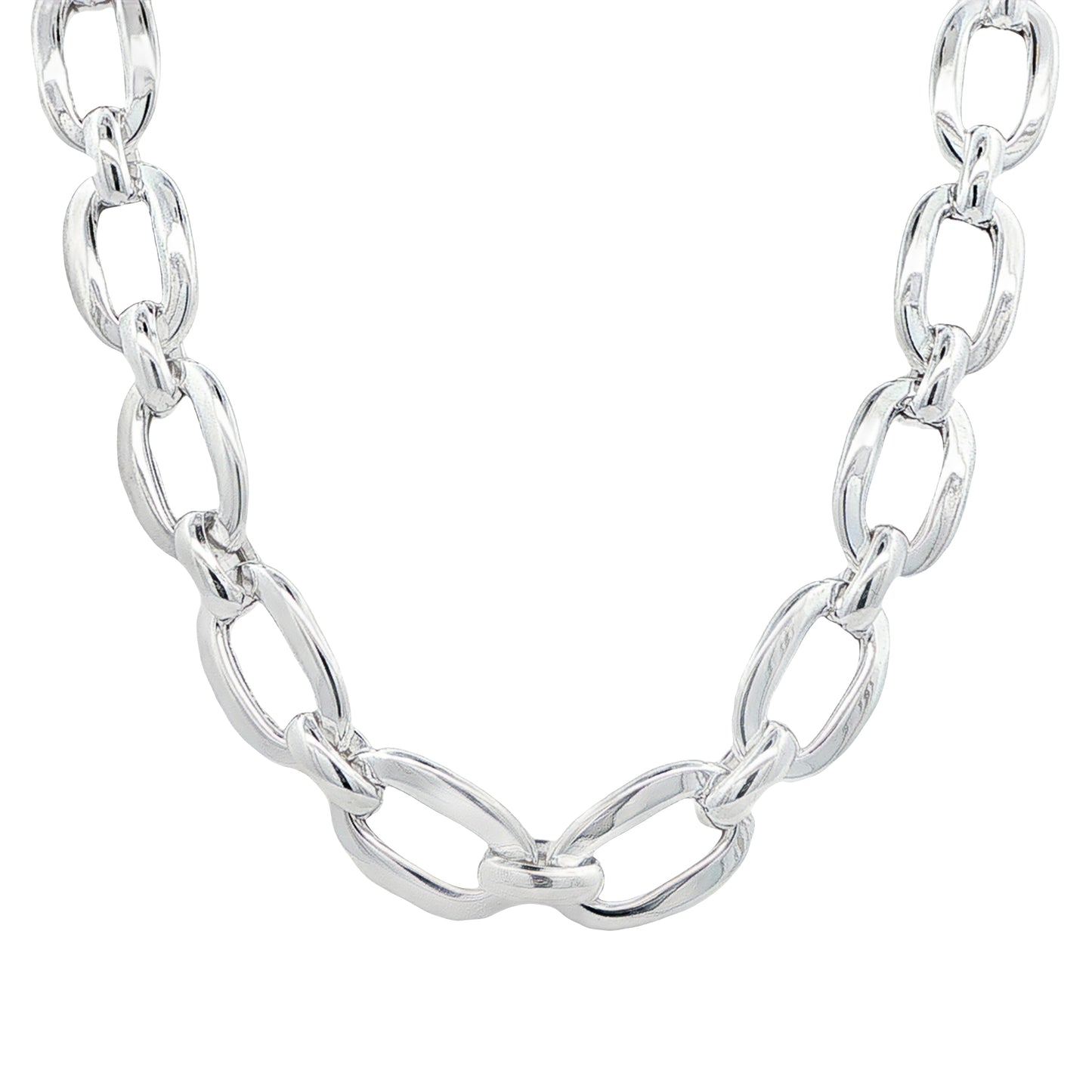 Silver Magnetic Clasp Open Oval Link Necklet Gardiner Brothers