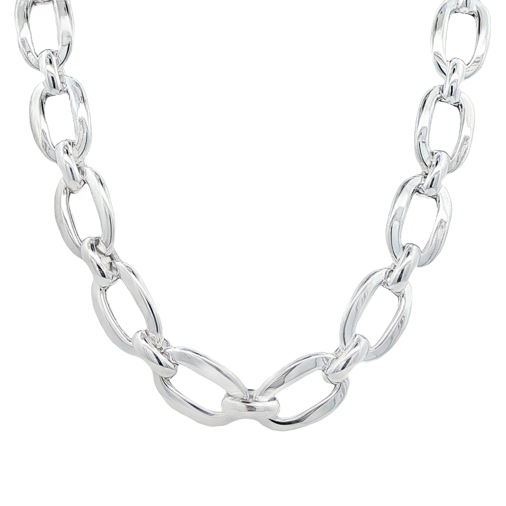 Silver Magnetic Clasp Open Oval Link Necklet Gardiner Brothers