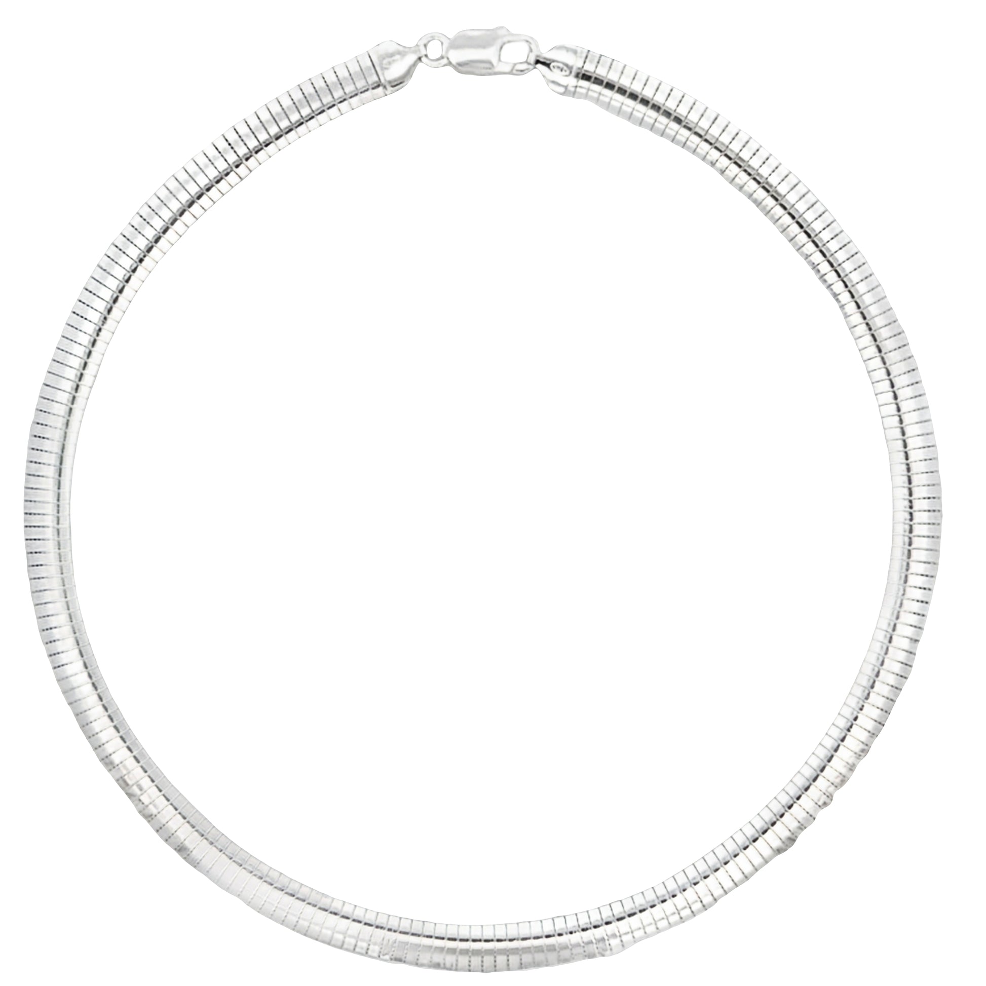 Silver 8mm Omega Link Collar Necklace Gardiner Brothers