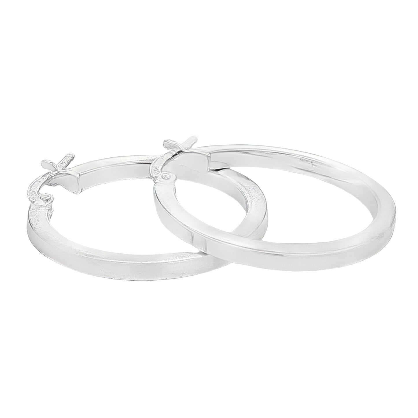 Silver Square profile Hoop Earrings Gardiner Brothers