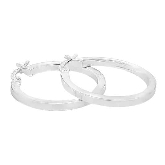 Silver Square profile Hoop Earrings Gardiner Brothers