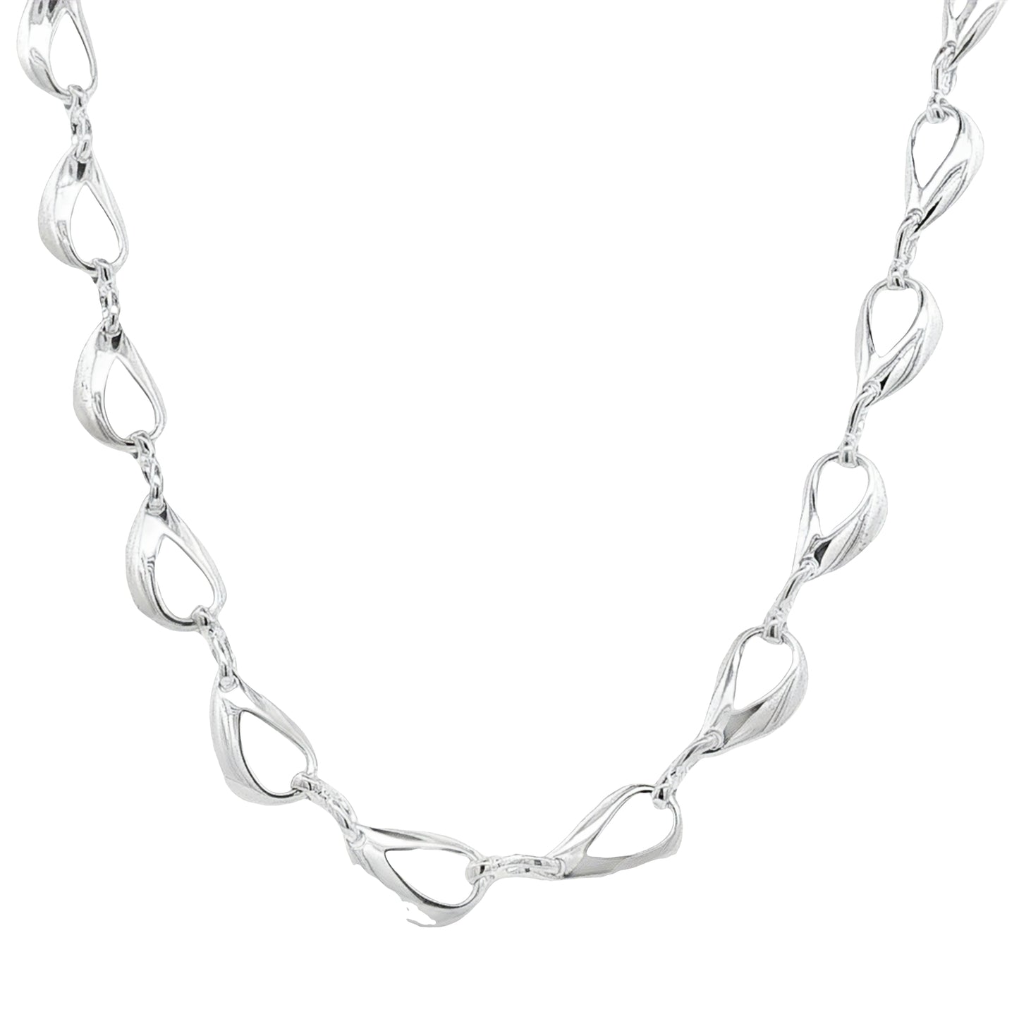 Silver Open TearDrop Link Necklace Gardiner Brothers