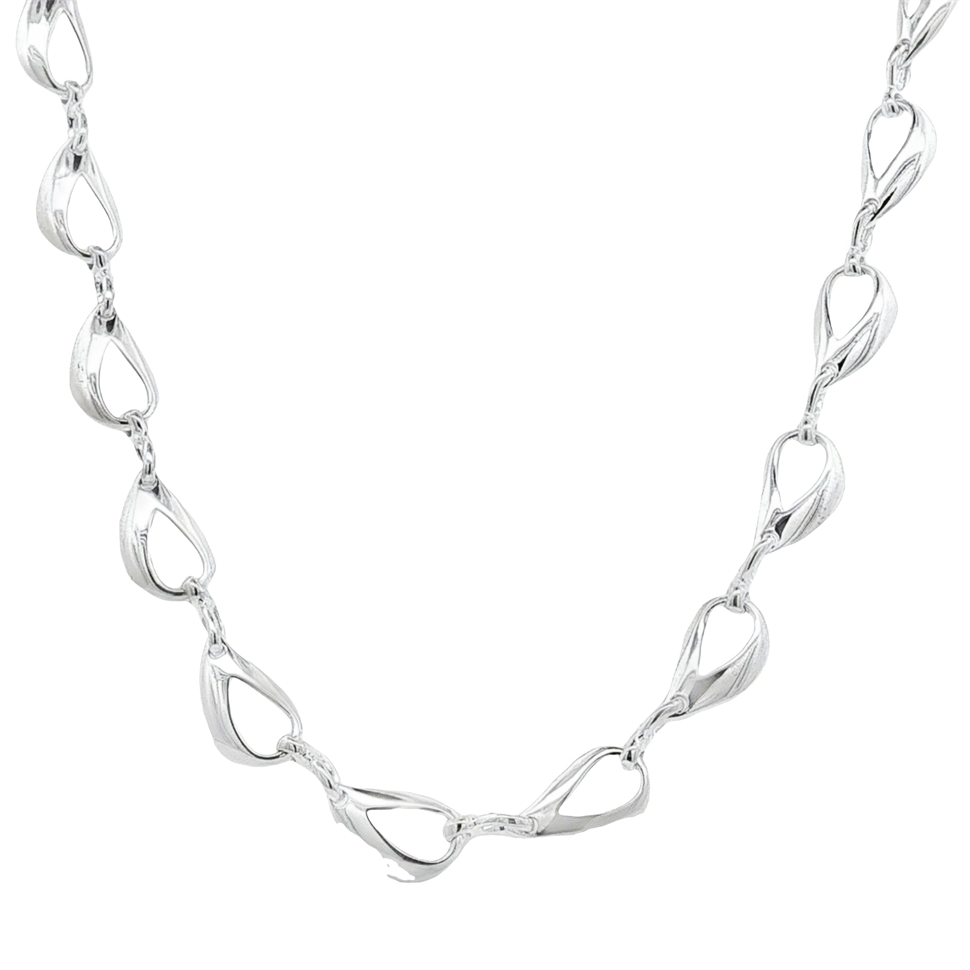 Silver Open TearDrop Link Necklace Gardiner Brothers