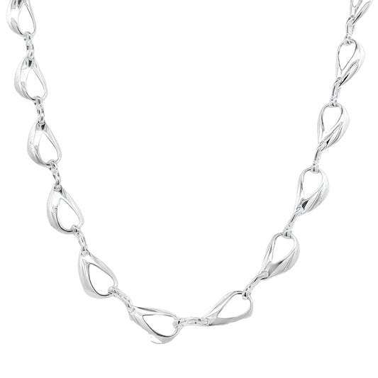 Silver Open TearDrop Link Necklace Gardiner Brothers