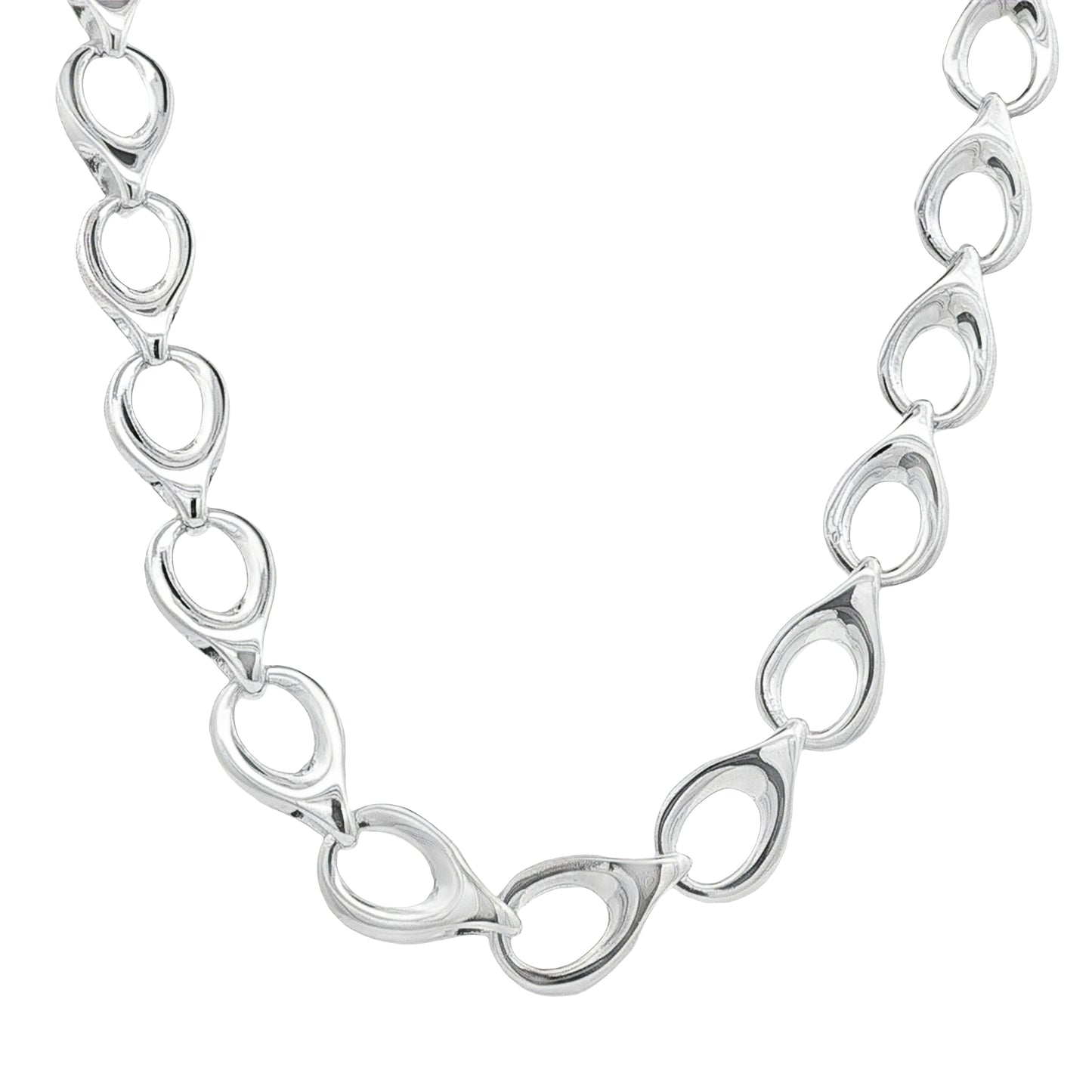 Silver Open TearDrop Link Necklace Gardiner Brothers