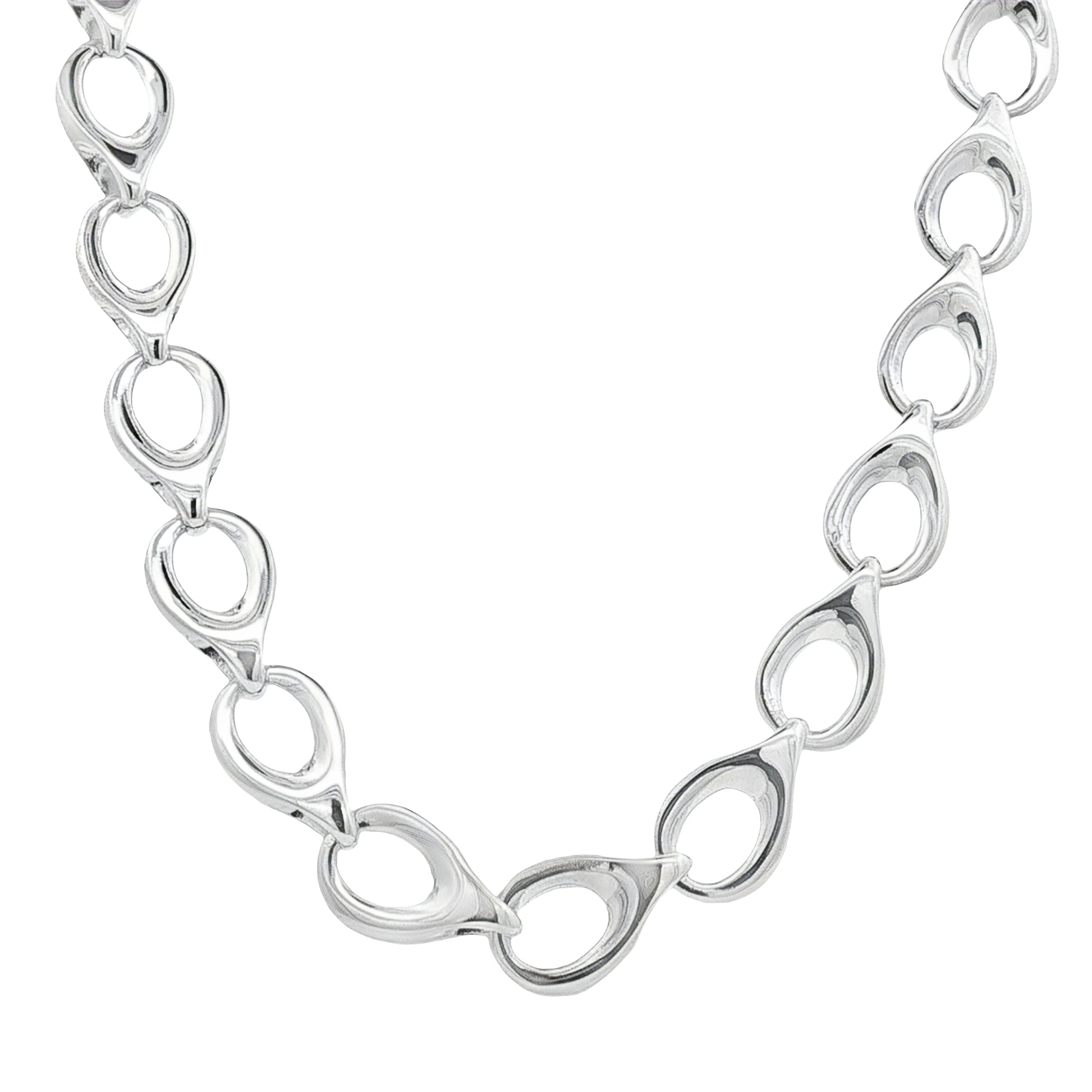 Silver Open TearDrop Link Necklace Gardiner Brothers