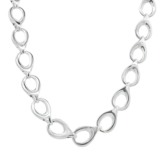 Silver Open TearDrop Link Necklace Gardiner Brothers