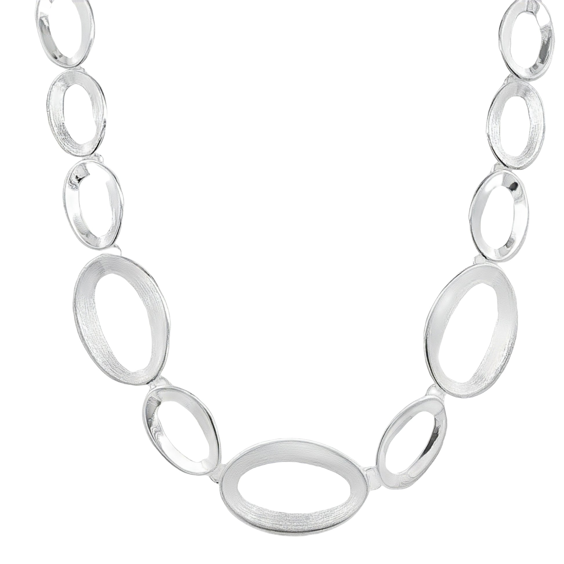 Silver Graduated Oval Link Necklace Gardiner Brothers