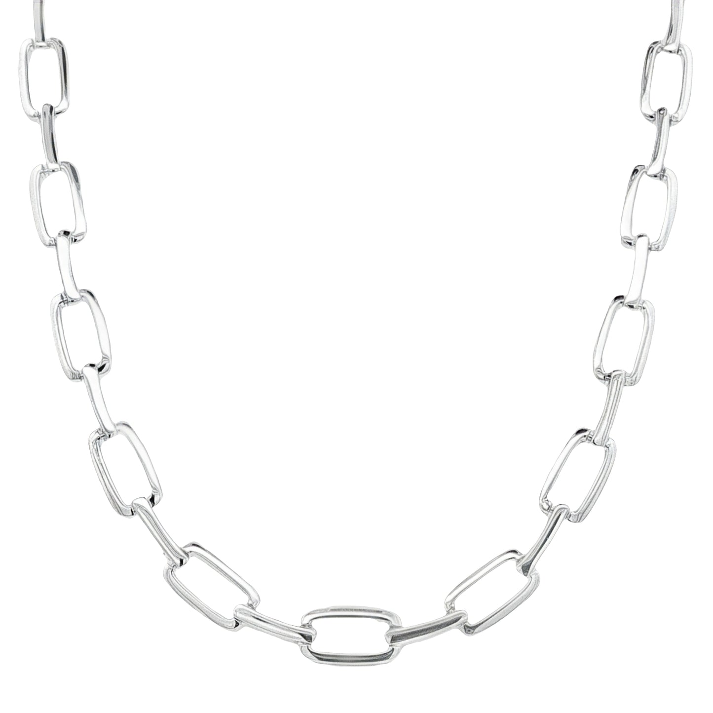 Silver Open Rectangle Bar Link Necklace Gardiner Brothers