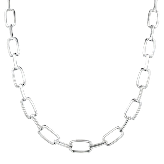 Silver Open Rectangle Bar Link Necklace Gardiner Brothers