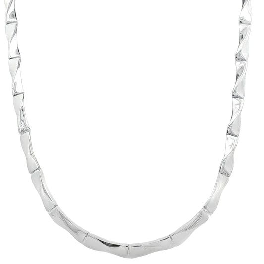 Silver Polished Brick Link Necklace Gardiner Brothers