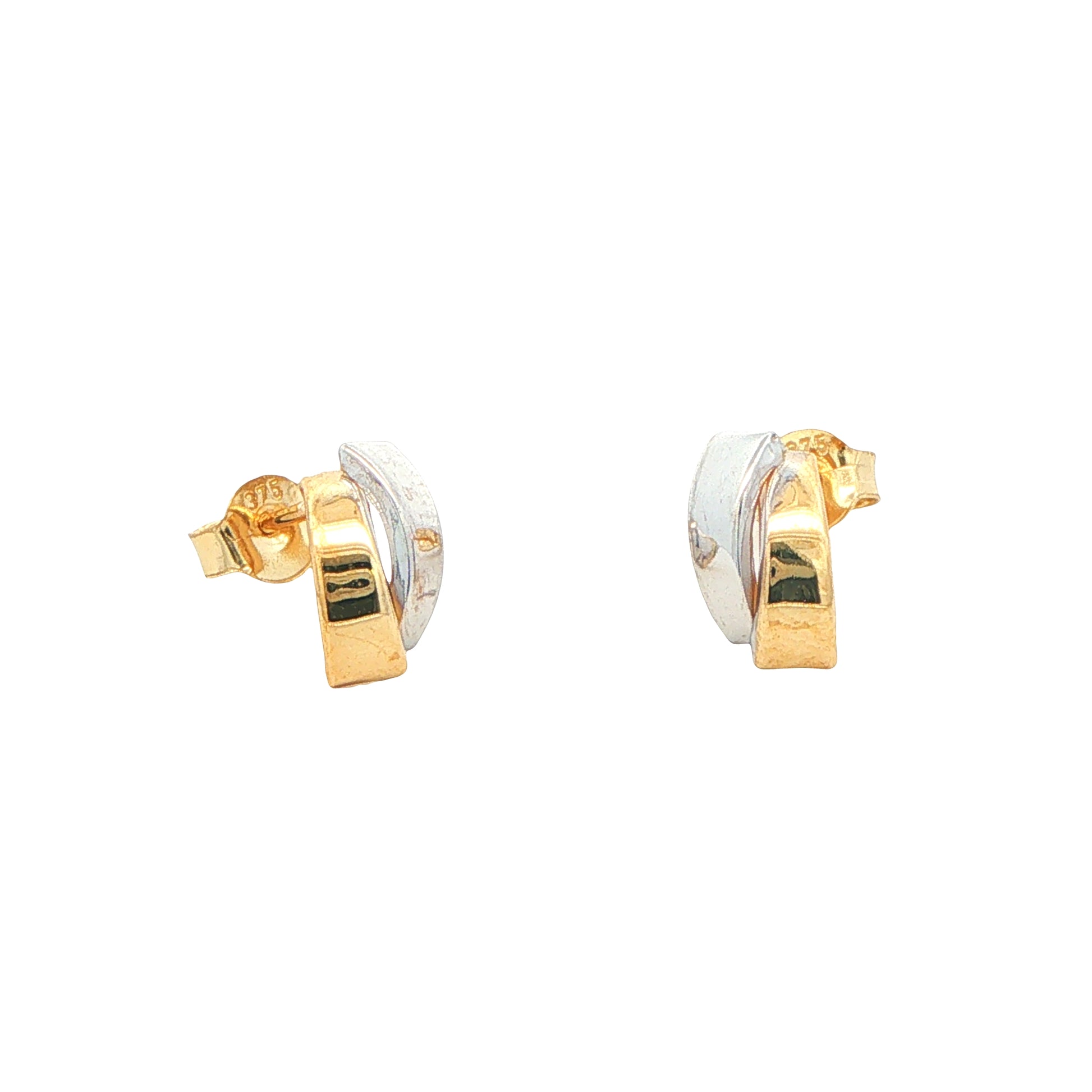 Yellow and White Gold Double Bracket Style Earrings Gardiner Brothers