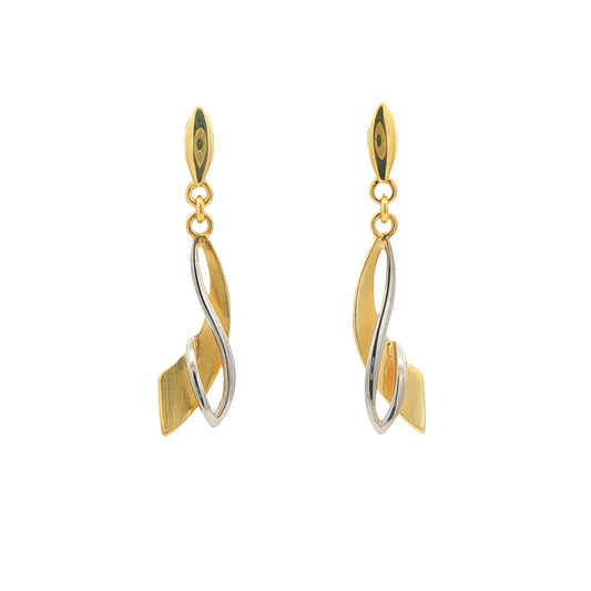 Yellow and White Gold Fancy Sabre Drop Style Earrings Gardiner Brothers