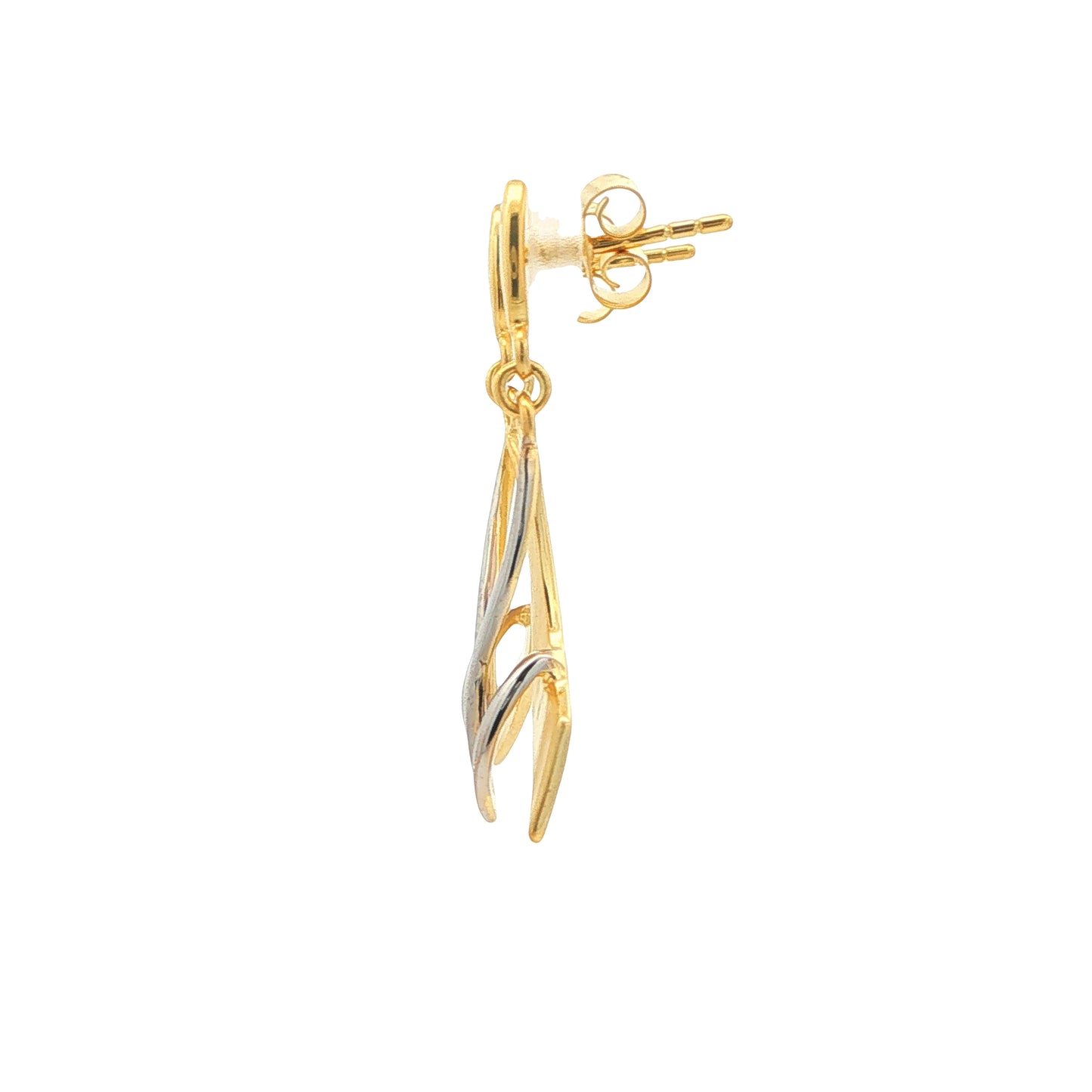 Yellow and White Gold Fancy Sabre Drop Style Earrings Gardiner Brothers