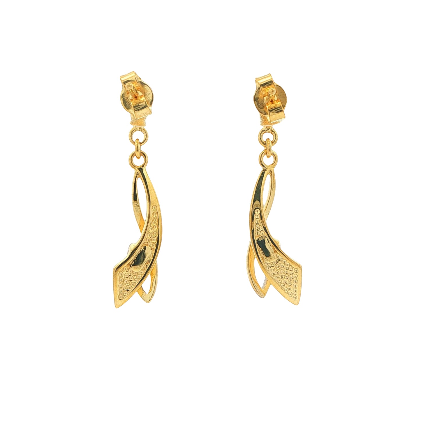 Yellow and White Gold Fancy Sabre Drop Style Earrings Gardiner Brothers
