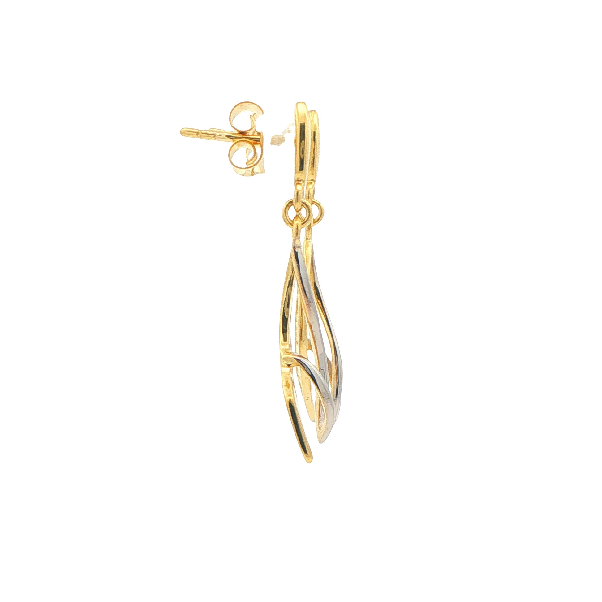 Yellow and White Gold Fancy Sabre Drop Style Earrings Gardiner Brothers