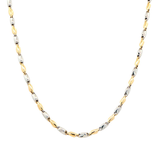 Yellow and white gold oblong link necklet Gardiner Brothers