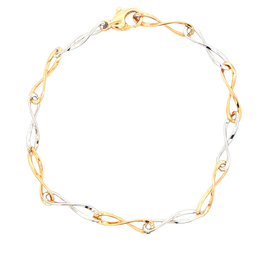 Yellow and White Gold Figure of 8 Style Bracelet Gardiner Brothers