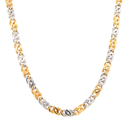 Yellow and White Gold Double Curb Link Necklet Gardiner Brothers