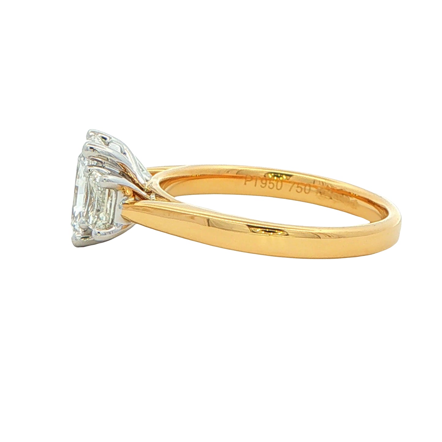 Yellow Gold Radiant Cut Diamond 3 Stone Ring - 1.86cts Gardiner Brothers