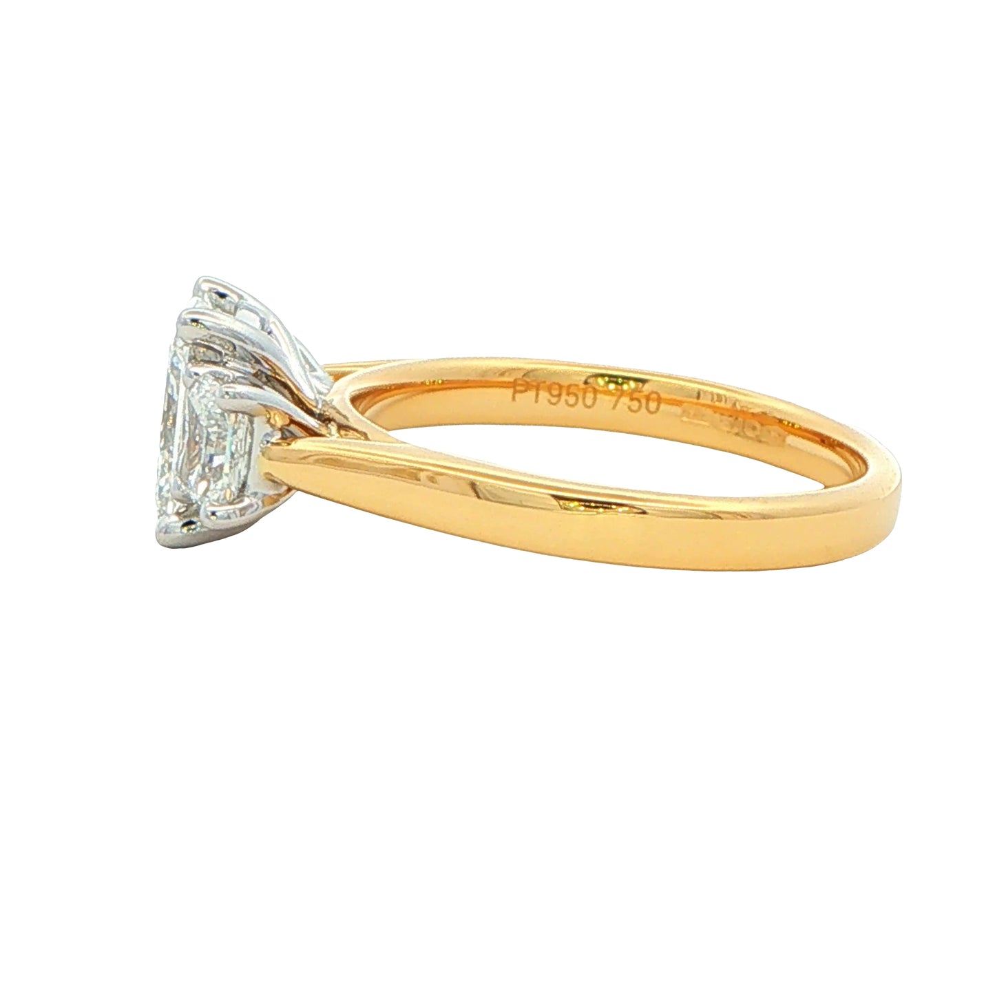 Yellow Gold Radiant Cut Diamond 3 Stone Ring - 1.90cts Gardiner Brothers
