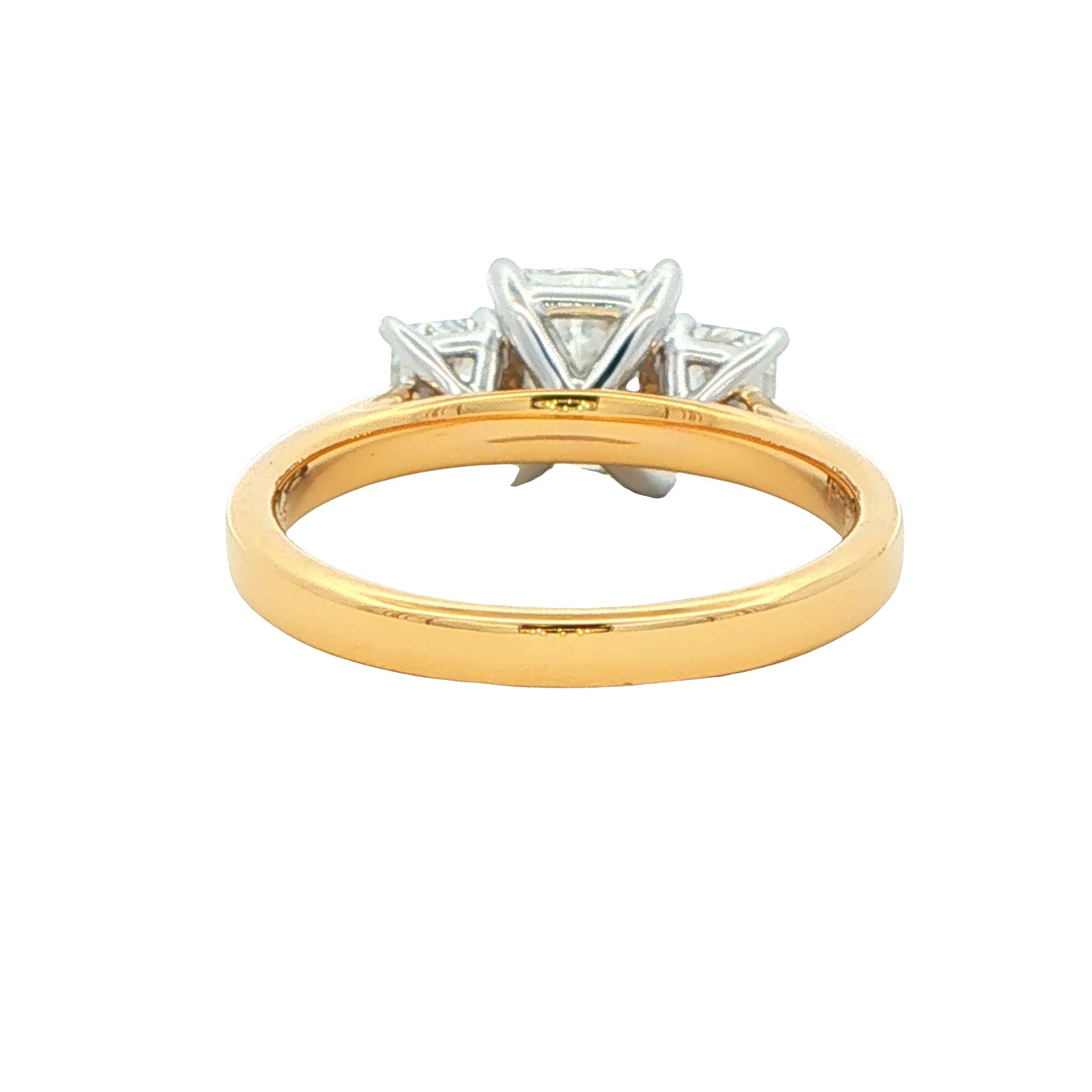 Yellow Gold Radiant Cut Diamond 3 Stone Ring - 1.90cts Gardiner Brothers