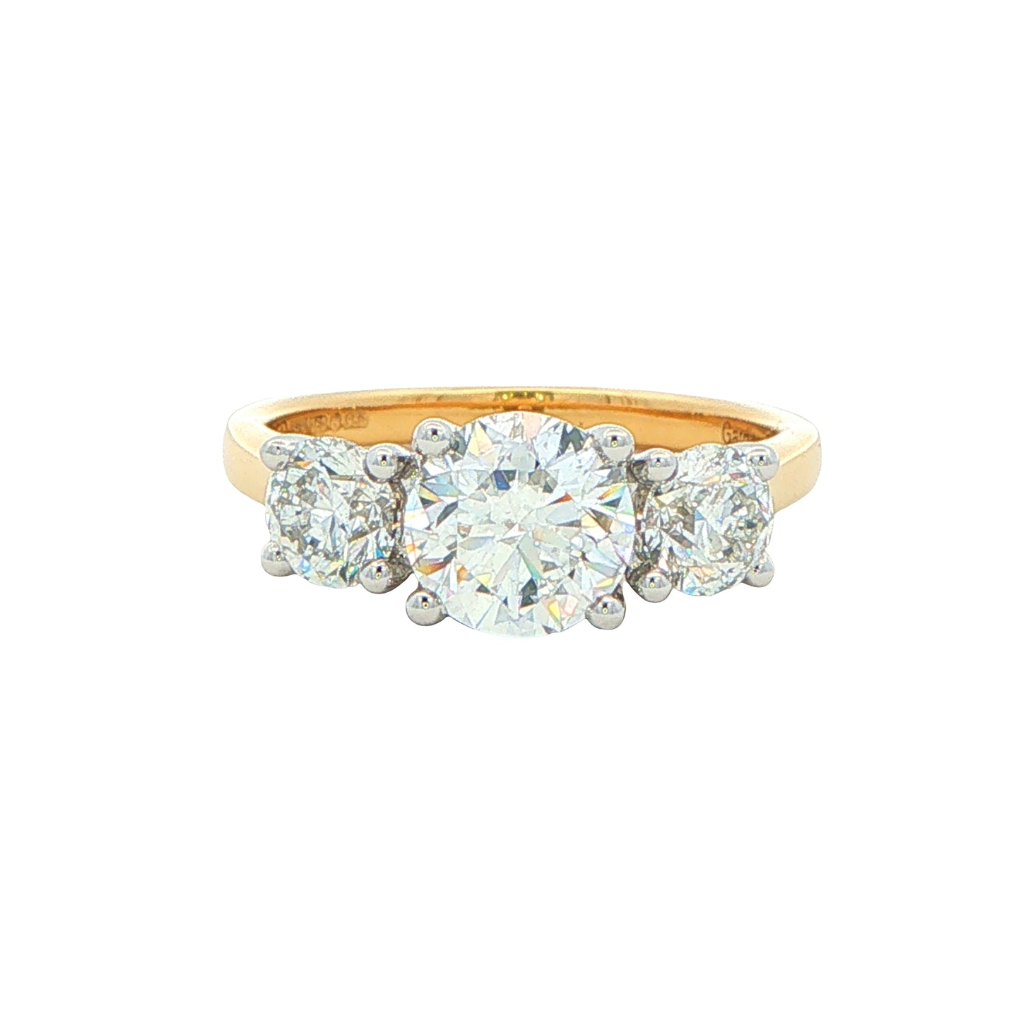 Yellow Gold Round Brilliant Cut Diamond 3 Stone Ring - 2.00cts Gardiner Brothers