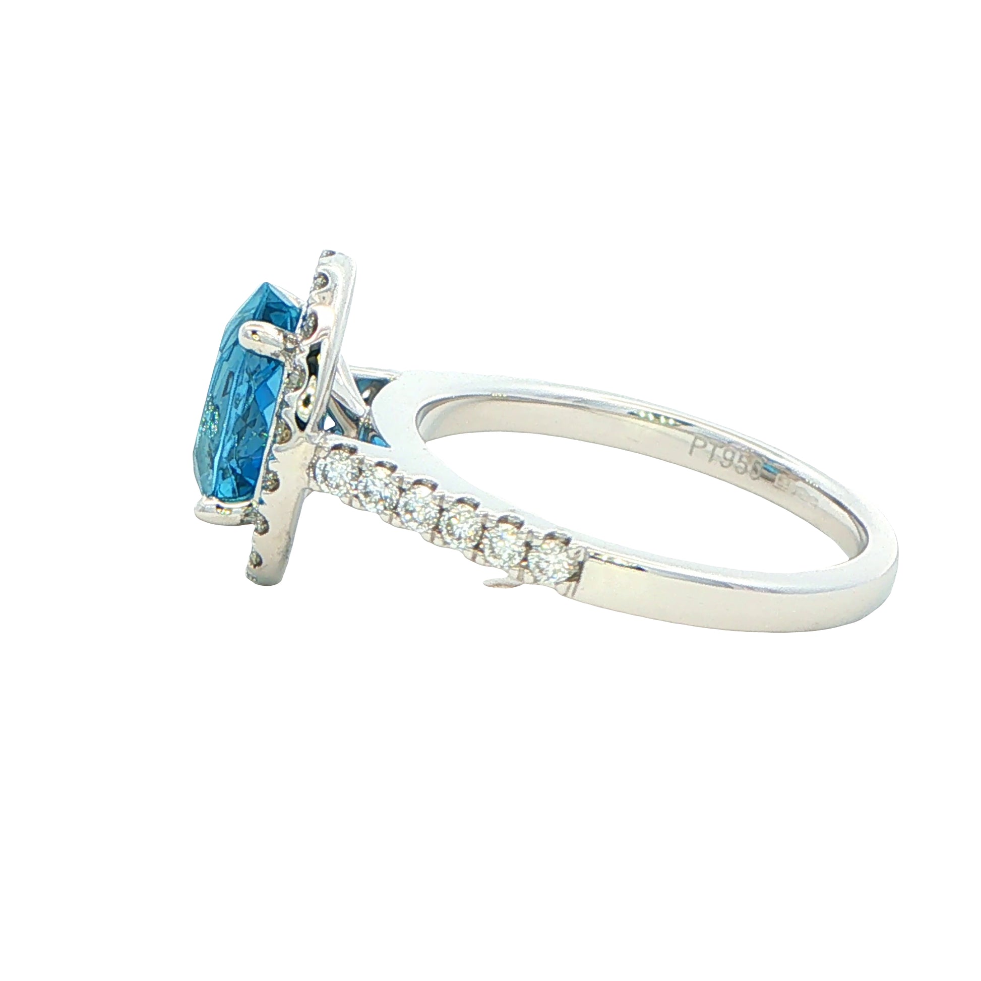 Oval Shaped Aquamarine and Diamond Halo Style Ring Gardiner Brothers