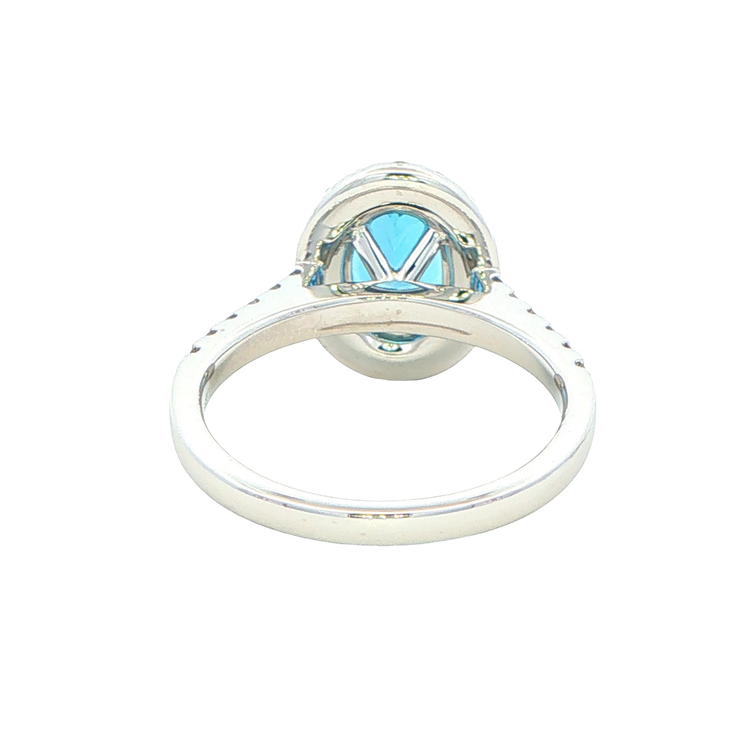 Oval Shaped Aquamarine and Diamond Halo Style Ring Gardiner Brothers