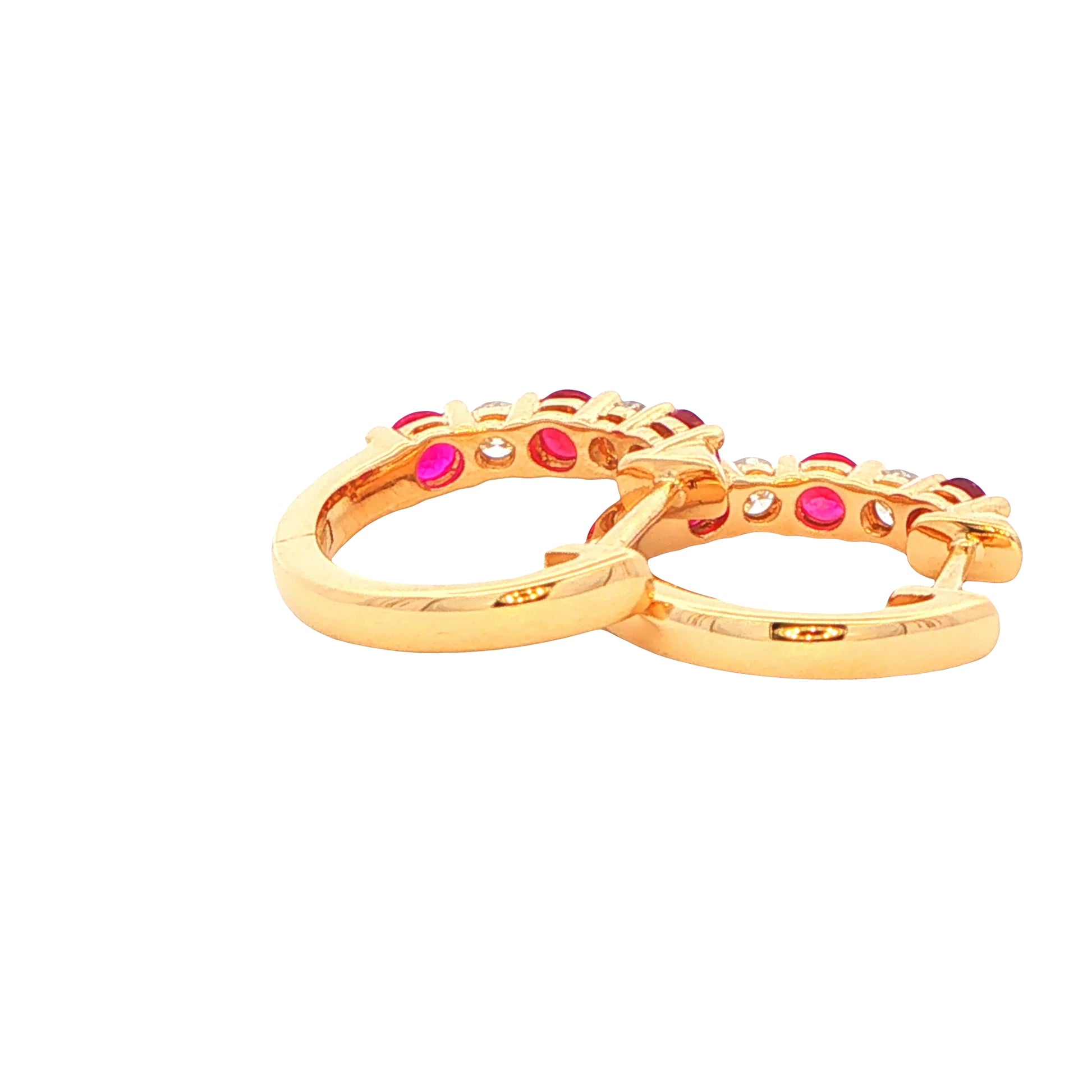 Ruby and Diamond Hoop Style Earrings Gardiner Brothers