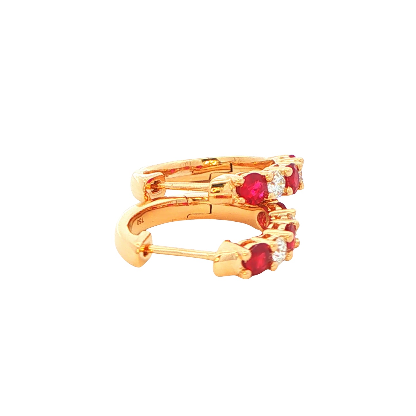 Ruby and Diamond Hoop Style Earrings Gardiner Brothers