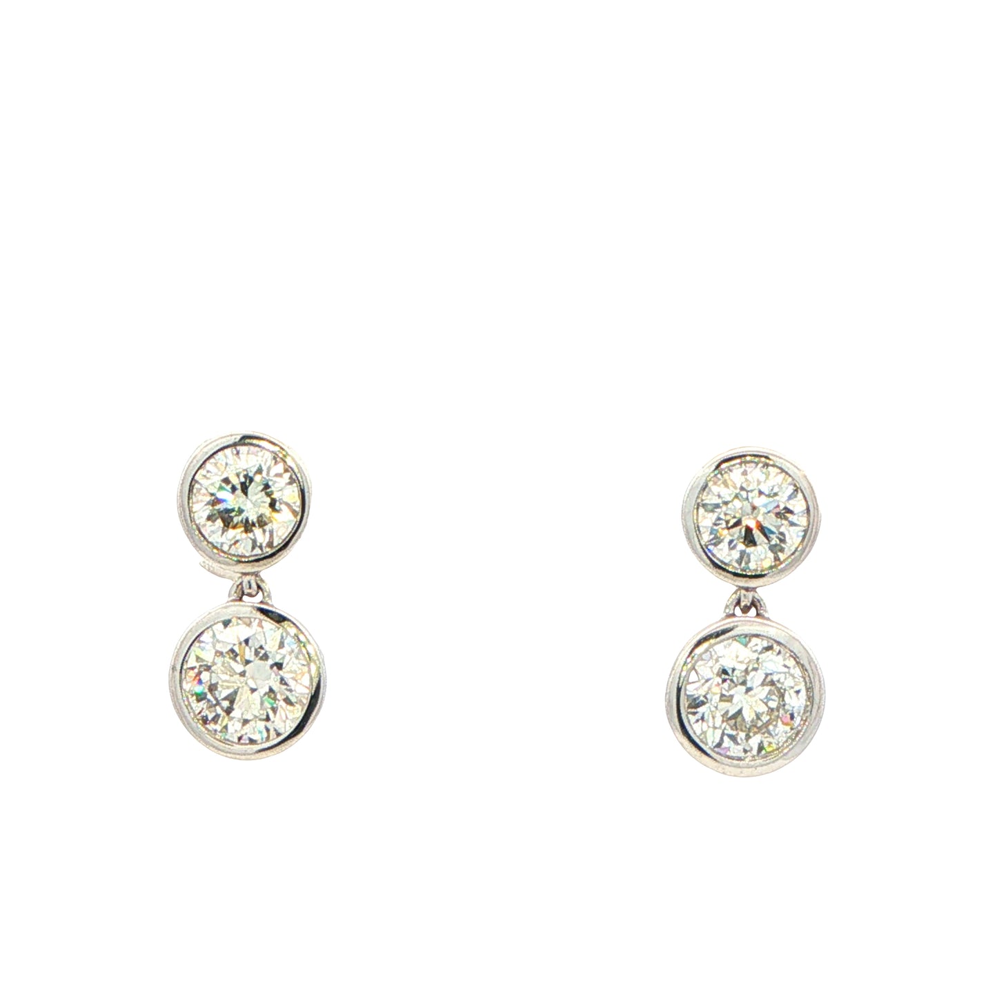 Round Brilliant Cut Diamond 2 Stone Drop Earrings - 1.01cts Gardiner Brothers
