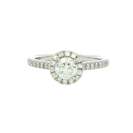 PLATINUM AURORA CUT DIAMOND HALO STYLE RING - 0.82CTS Gardiner Brothers