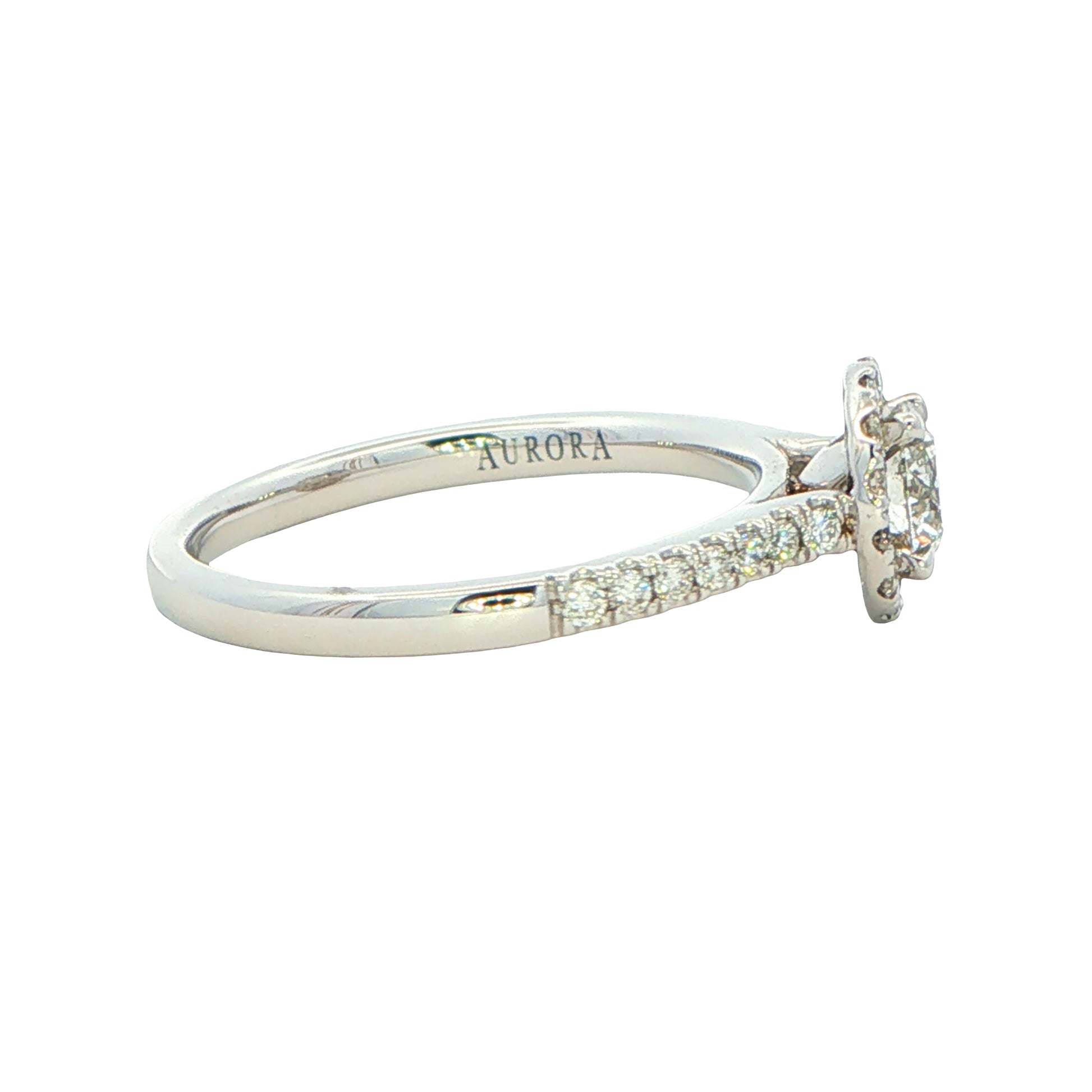 PLATINUM AURORA CUT DIAMOND HALO STYLE RING - 0.82CTS Gardiner Brothers