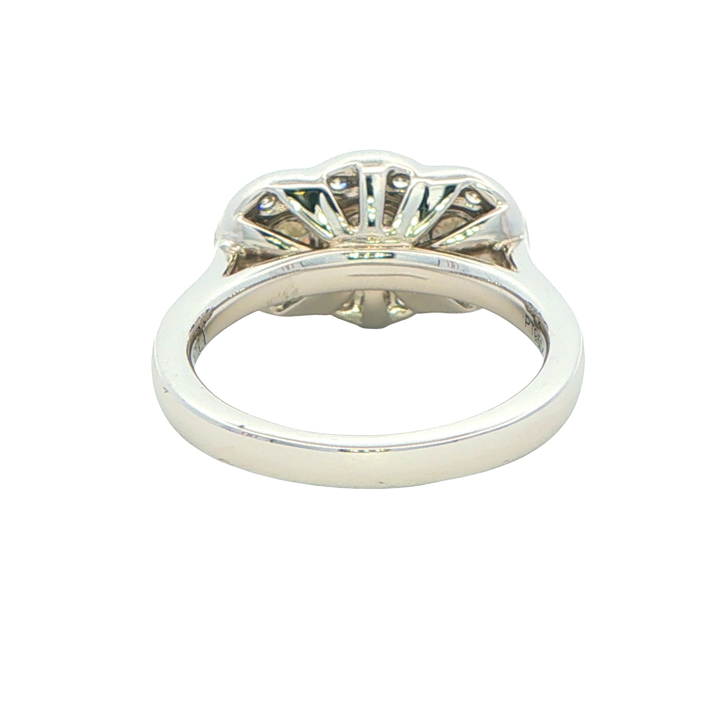 Platinum Aurora Cut Diamond 3 Stone Halo Style Ring - 1.20cts Gardiner Brothers