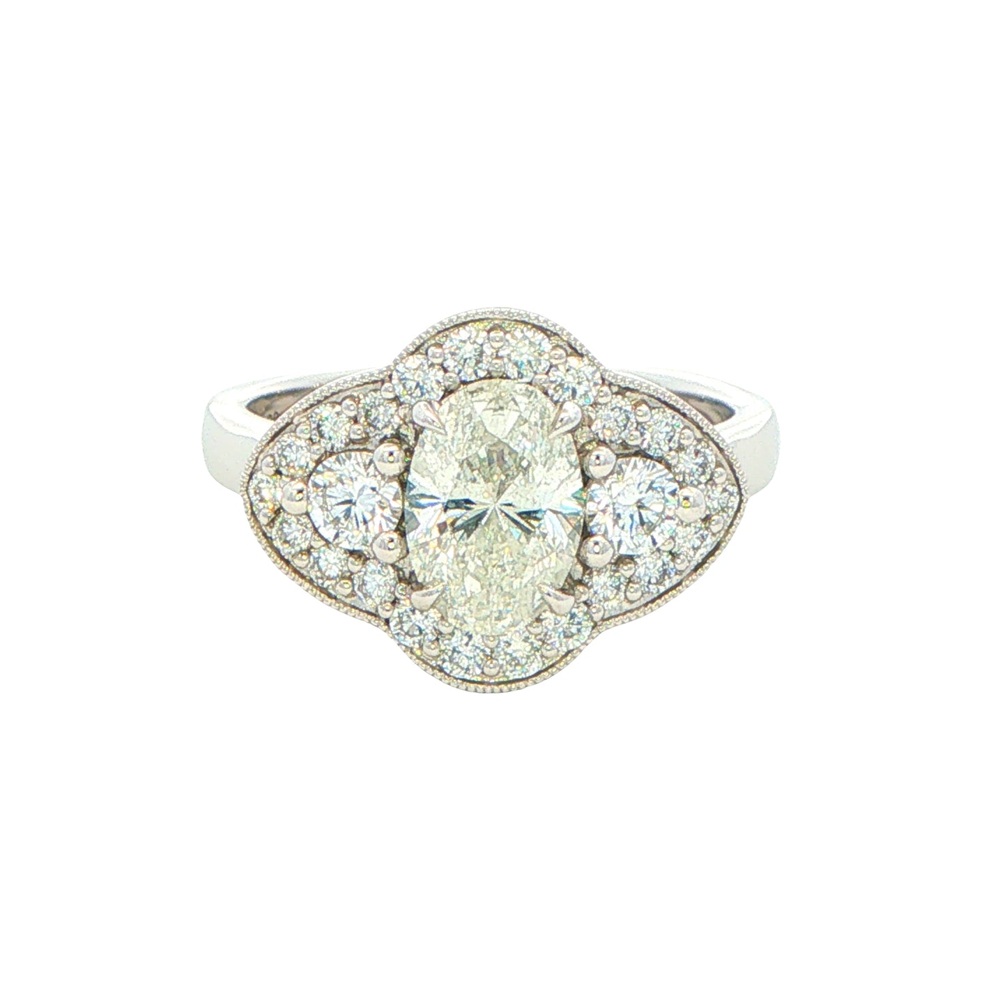 Platinum Oval Shaped Aurora Diamond Halo Style Ring - 1.50cts Gardiner Brothers