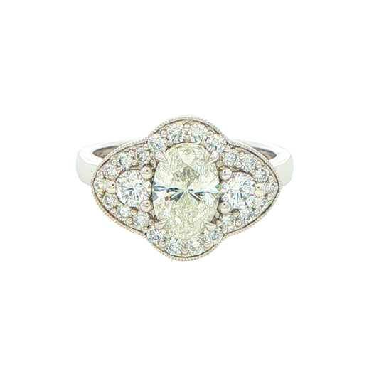 Platinum Oval Shaped Aurora Diamond Halo Style Ring - 1.50cts Gardiner Brothers